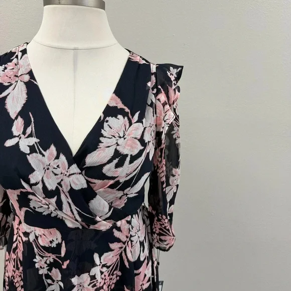 Tommy Hilfiger Navy Blue Floral Midi Dress - New - Size 12 - Picture 6 of 7